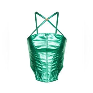 Emerald Green Metallic Corset Top